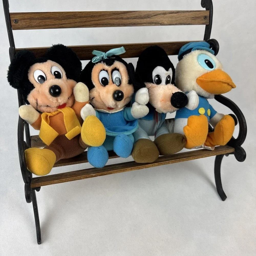 Disney Mickeys Christmas Carol Plush Set‎ Mickey Minnie Goofy Donald Vintage 80s